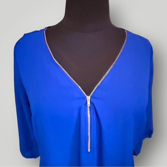 CITY CHIC Sexy Fling Elbow Sleeve Top - Plus 16 (S) Blue - Picture 2 of 13